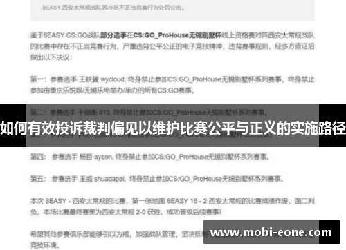 如何有效投诉裁判偏见以维护比赛公平与正义的实施路径